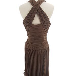 Talbots Grecian fold, chocolate brown short cocktail dress 10